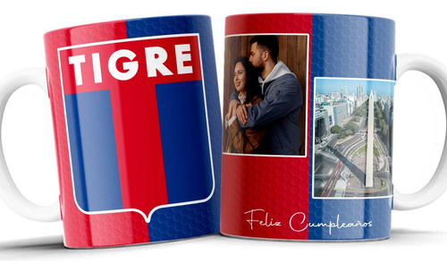 Taza Clubes De Fútbol - Personalizadas Con Fotos - Nombres Blanco Tigre 2 Fotos