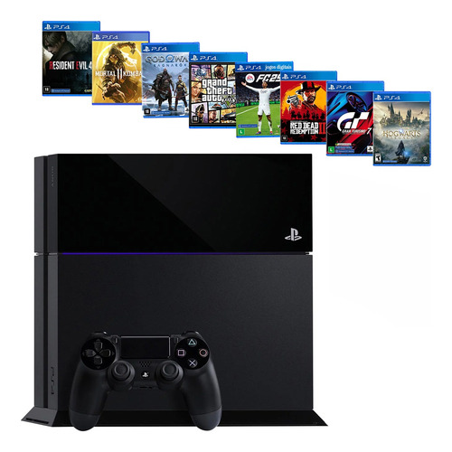 Sony Playstation 4 Ps4 Fat 1 Tera Ea Fc Fifa 25 God Raganarok Gta 5 Mkt 11 Resident Evil 4 Red Dead 2 Gran Turismo 7 Legacy (Recondicionado)