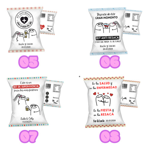 50 Mini Chipbag Bolsitas Kit Anti Resaca Flork Boda Cumple
