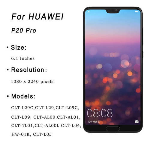 Aplicable Pantalla Táctil Lcd Para Huawei P20 Pro Clt-l09