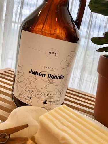 Set Lavadero Botellon De Vidrio Laundry 1900ml Pack X 2