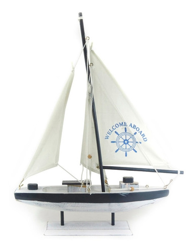 Barco A Vela Miniatura Madeira Decoração Berkat Sku 19631