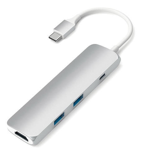 Hub Adaptador Satechi Slim Usb-c A Usb-a Hdmi 4k Silver Pc