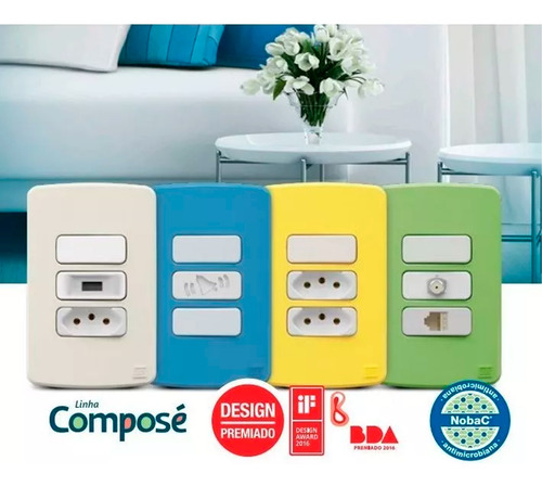 Tomada 10a 2p+t 250v Com Placa 4x2 Branco Weg Composé