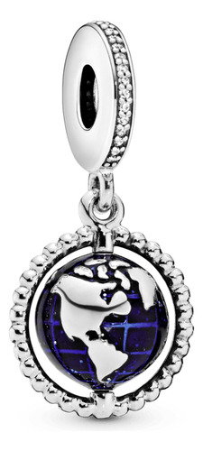 Dije Charm De Plata S925 Compatible Viajes Calidad Premium Mundo Giratorio