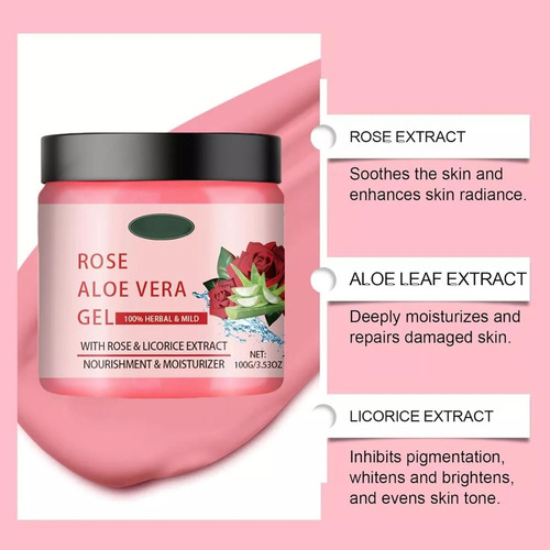 Gel De Aloe Vera Rosa Para El Rostro, Hidratación Profunda