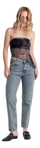 Pantalon Mom De Jean Rígido