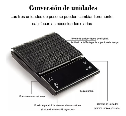Báscula Digital De Cocina Con Gramera Precisa Y Cronómetro