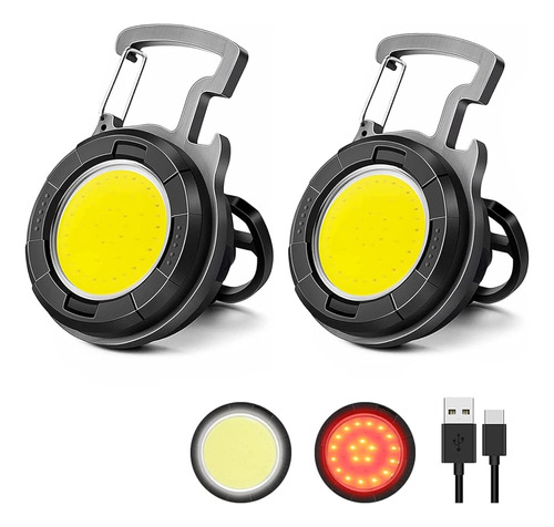 2 Pack Cob Llavero Pequeño Linterna, 1000lumens Llavero Reca