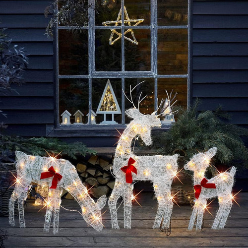 Decoración Navideña Para Exteriores, Familia De Ciervos Con