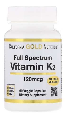 Vitamina K2 (mk-4, Mk-6, Mk-7, Mk-9) 60 Caps - 120 Mcg Cgn