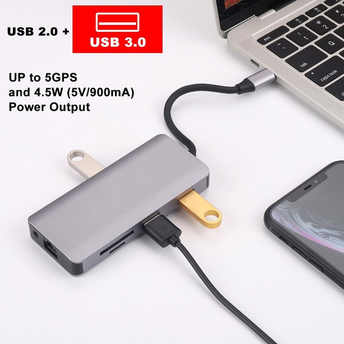 Hub Usb C Multiplicador 9 En 1 Compatible Con Macbook 3.0 4k