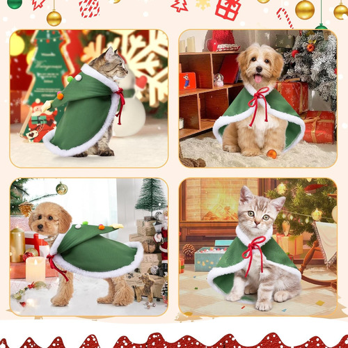 Disfraz Navidad Perro, Felpa Capa Navideño De Gato Con