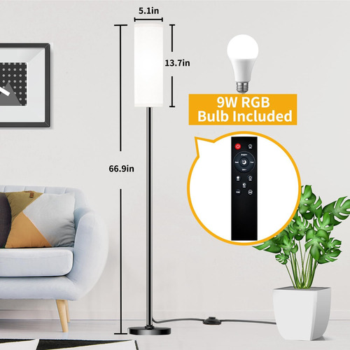 Lámpara De Pie Led Moderna, Con Control Remoto Y Regulable,