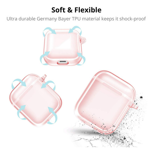 USTIYA Funda Para AirPods 2 Y 1 Case Protector TPU Carcasa Color Transparente Rojo/rosa/mujer Cover
