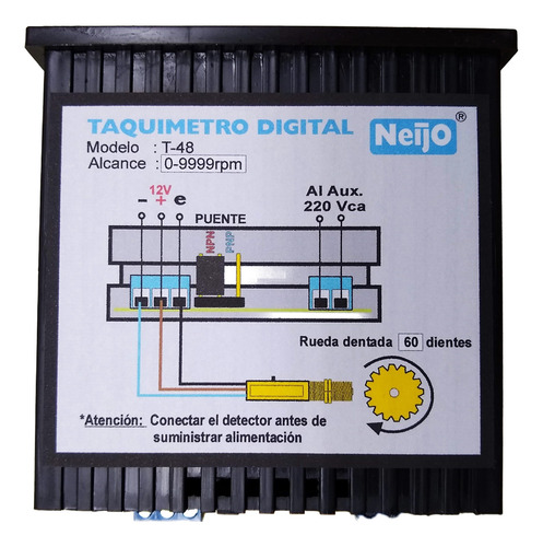 Tacómetro Industrial 0- 9999 Rpm_para Sensor De Proximidad.