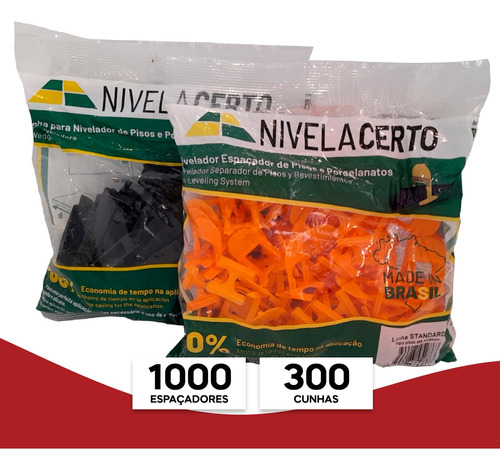 Kit 1000 Espaçadores + 300 Cunhas Niveladoras - Nivela Certo