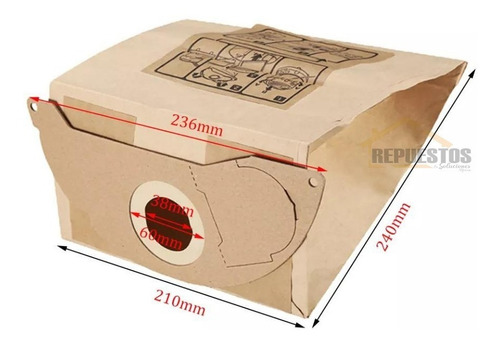 Imagen 2 de 3 de Bolsas Filtro Papel Aspiradora Karcher Wd2.250/wd200 A2004