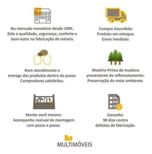 Imagem 8 de 8 de Quarto Infantil C/ Berço 3x1 Colchão Multimóveis Fg3034 Bco