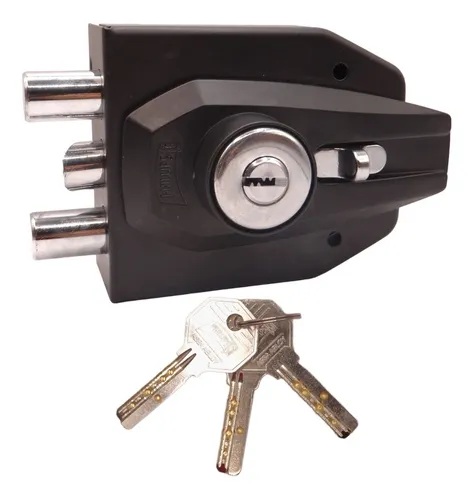 Cerradura De Alta Seguridad AMIG Modelo 680 - Para Puertas De Ballesta, Latón Cromado, Incluye 3 Llaves De Puntos