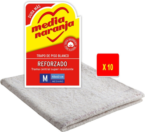 Trapo De Piso Blanco Media Naranja M X 10 Unidades