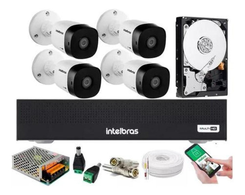 Kit 4 Cameras Intelbras 1120b Dvr 8 Canais Intelbras C/hd