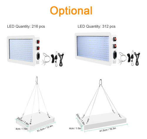 Luz Led De Cultivo De 1000 W Para Plantas De Interior, 216 L
