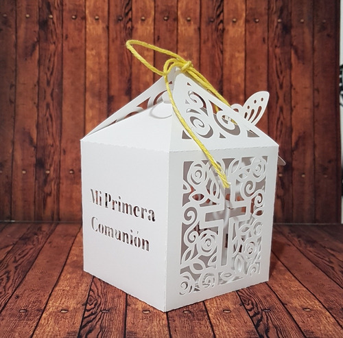 35 Cajas Caladas Cruz Personalizadas Grandes 10x17cm