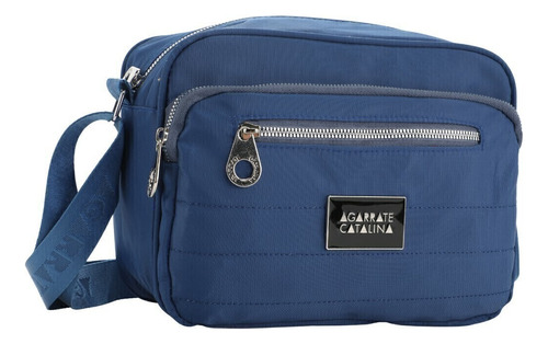 Cartera Bandolera Microfibra Tira Larga Agarrate Catalina Negro Negro Plata Negro