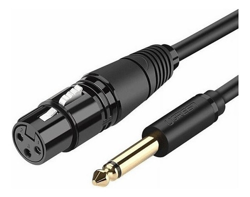 Cabo Microfone Ugreen 6.5mm P/ Xlr Cannon Fêmea 3m Preto