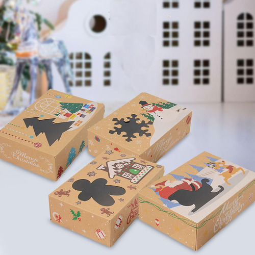 Caixas De Biscoitos De Natal Caixas De Presente 4 Pedaços