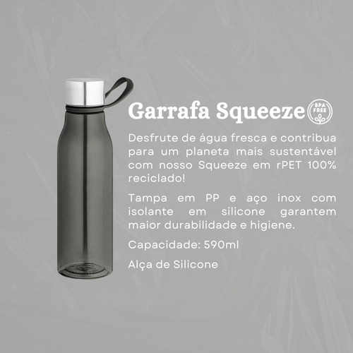 Garrafa Squeeze De Agua Academia 590ml Cor Preto