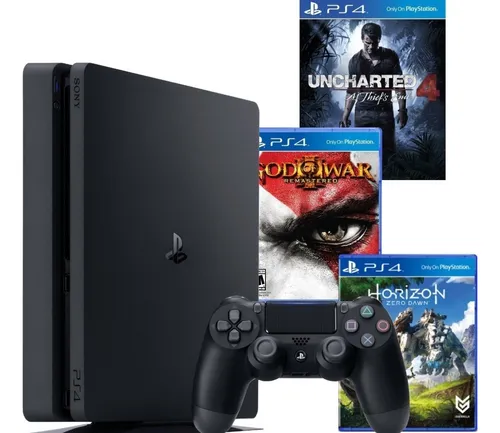 comprar Sony Playstation 4-500gb Ps4 Slim 500gb  3 Jogos - C\u002Fgaranti Preto