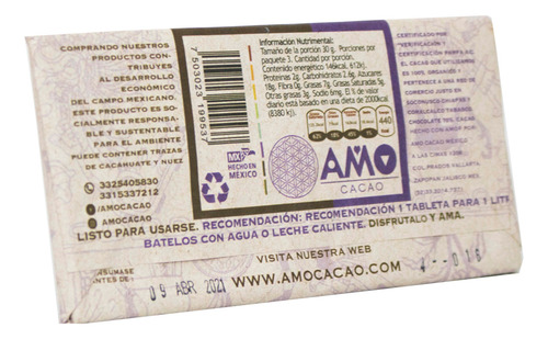 Chocolate De Mesa Semi Amargo Orgánico 90gr C/u Caja 12