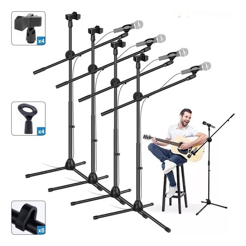 4x Pedestal Soporte De Micrófono Stand Kit Para 8 Micrófono