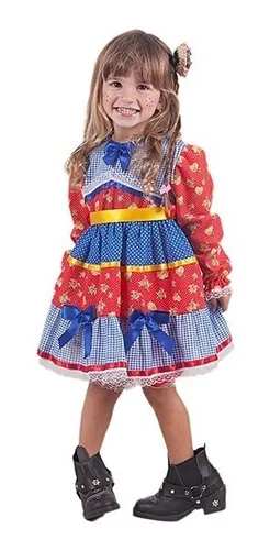 Vestido junino cheap manga longa