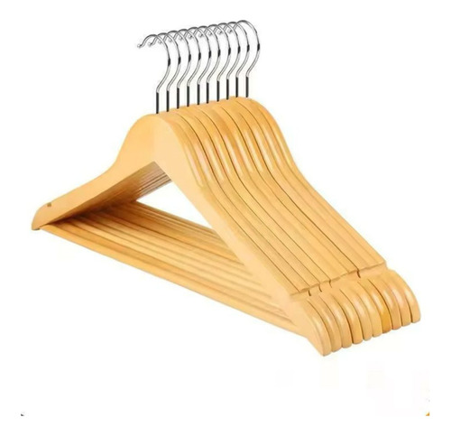 Cabides De Madeira Com Rachadura Para Alça - Kit Com 09 Unds