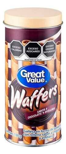 3 Pza Galletas Great Value Waffers Sabor A Chocolate Y Avell