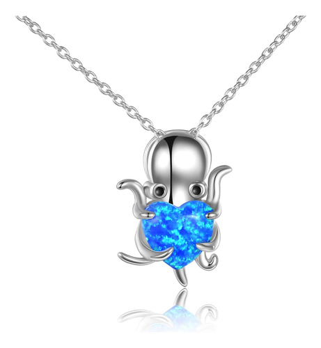 Mongas Octopus Collares 925 Sterling Silver Creado Opal Para