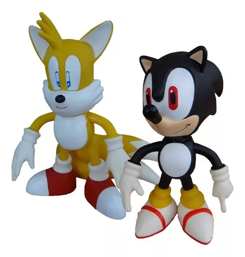 Sonic Vermelho e Sonic Preto Collection - 2 Bonecos Grandes