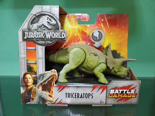 Triceratops Battle Damage Jurassic World Mattel (Usado)