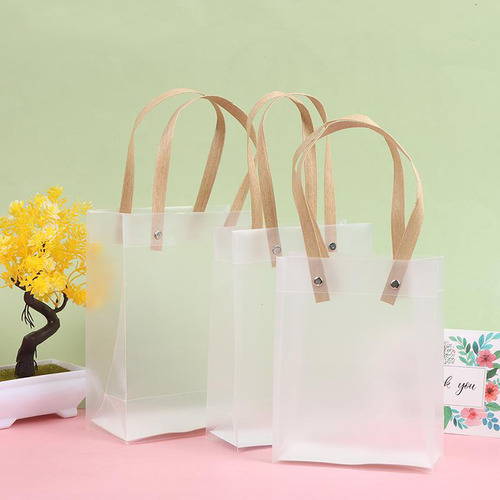 10 Bolsas De Regalo Fiestas Con Asa Transparente De 20 X 15