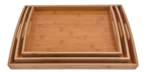 Set De 3 Bandejas De Bambú Vonne