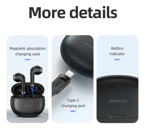 Auriculares Inalambricos Usams In-ear Tws Bluetooth 5.3 Ax ® Color Negro