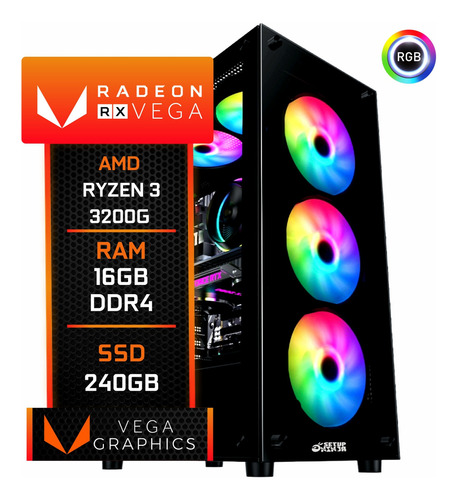 Pc Gamer Cpu Computador Ryzen 3 3200g 16 Gb 240gb Video 4gb