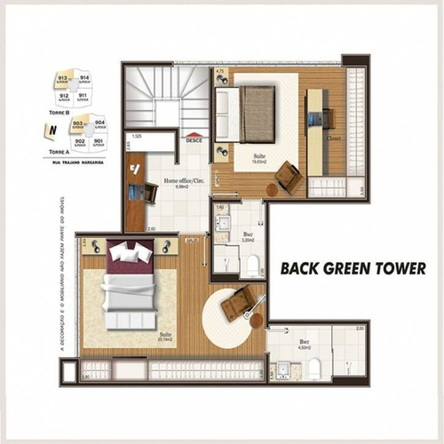 Imagem 12 de 15 de Residencial Back Green Towers-duplex 3 Dorm/suite -trindade - 1659