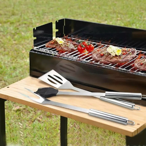 Set X5 Utensilios Para Asados-acero Inoxidable Con Estuche