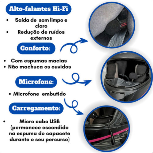 Fone De Ouvido Transmissor Bluetooth 5.0 Para Capacete Moto