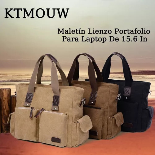 Maletín Lienzo Portafolio Para Laptop De 15.6 In