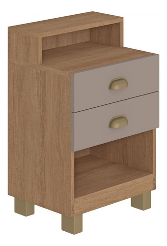 Mesa De Cabeceira 2 Gavetas Mel/fendi - Fellicci Cor Marrom